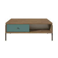 Manhattan Comfort 350642 Joy Double-sided 2-Drawer End Table in Blue and Off White 